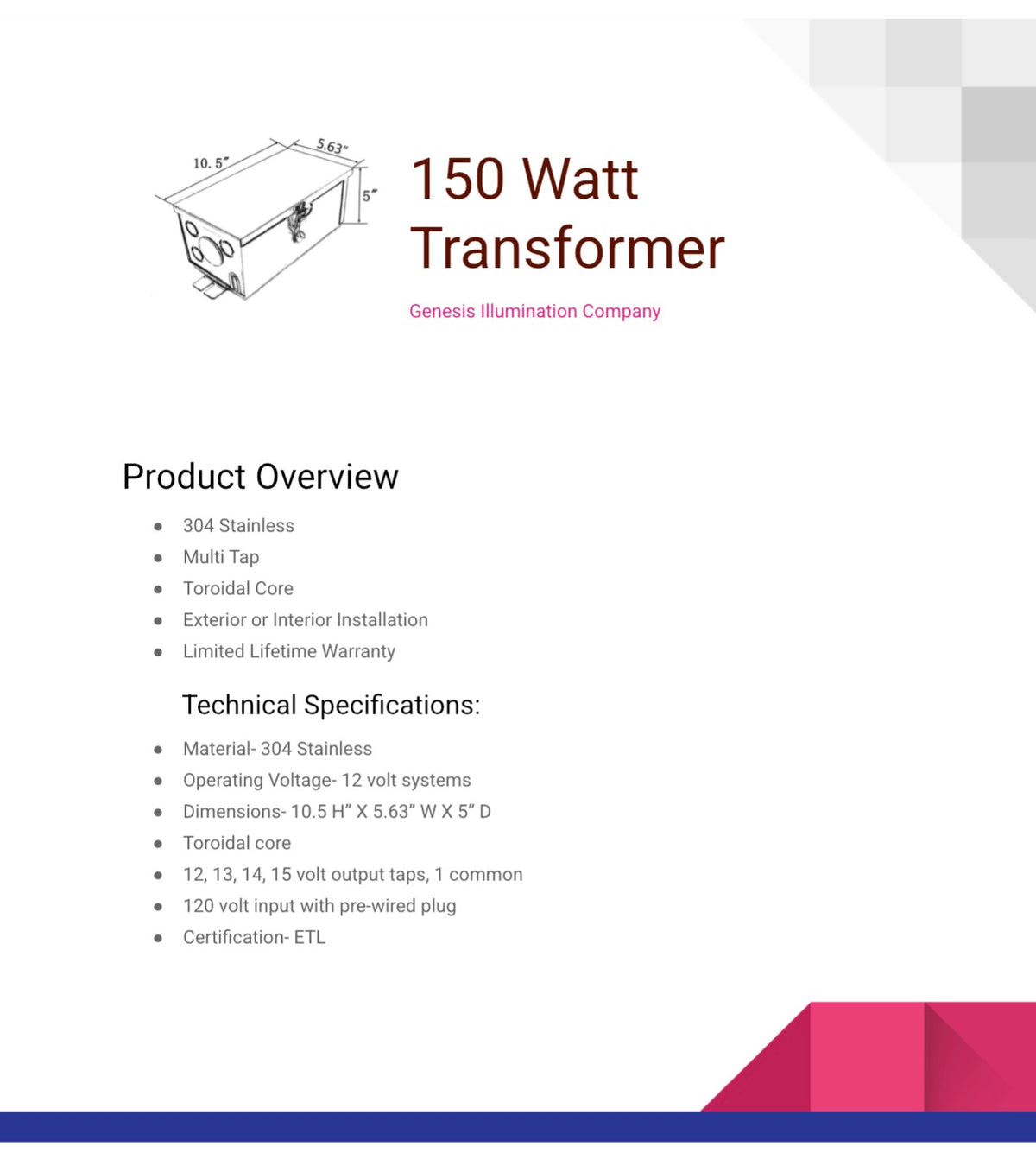 150 Watt Transformer